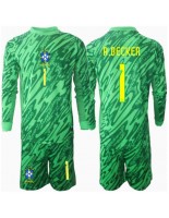 Otroške Nogometnih dresov Brazilija Alisson Becker #1 Vratar Domači Copa America 2024 Dolgi rokavi (+ hlače)